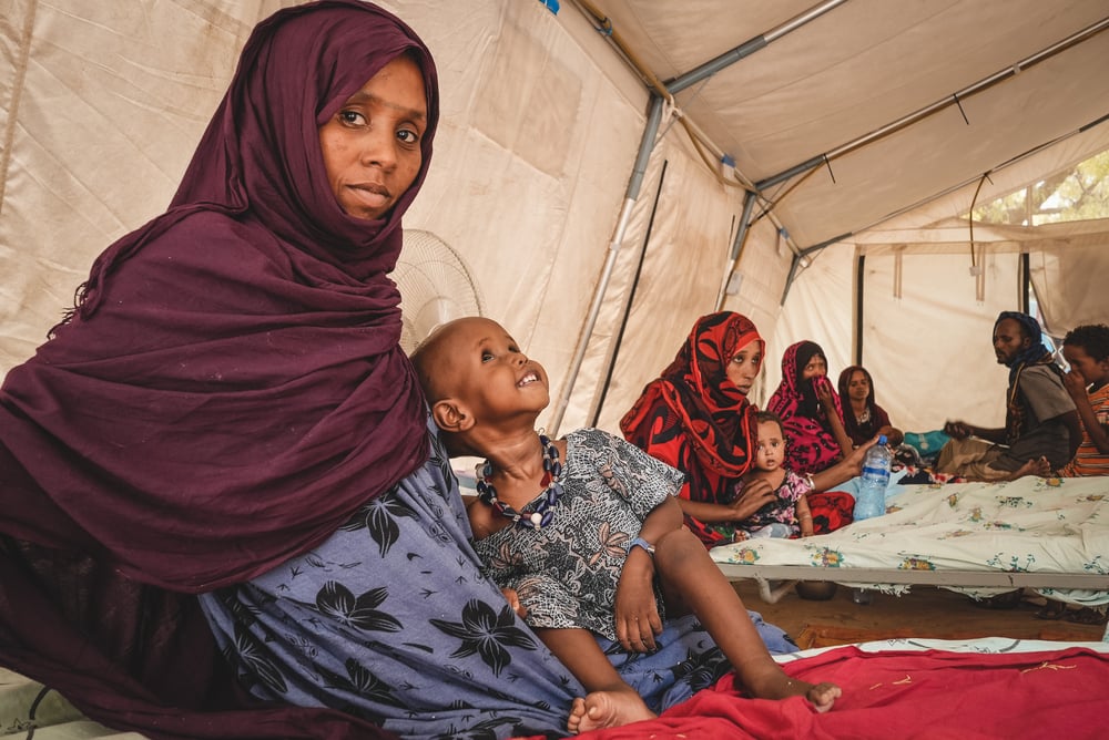 In the Inpatient Therapeutic Feeding centre tent. Photo taken on June 2022. © Njiiri Karago/MSF